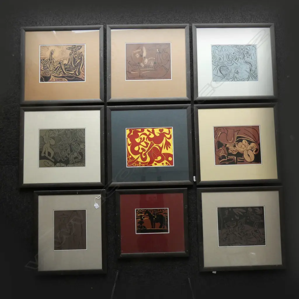Nine framed and glazed Picasso prints Image 1++